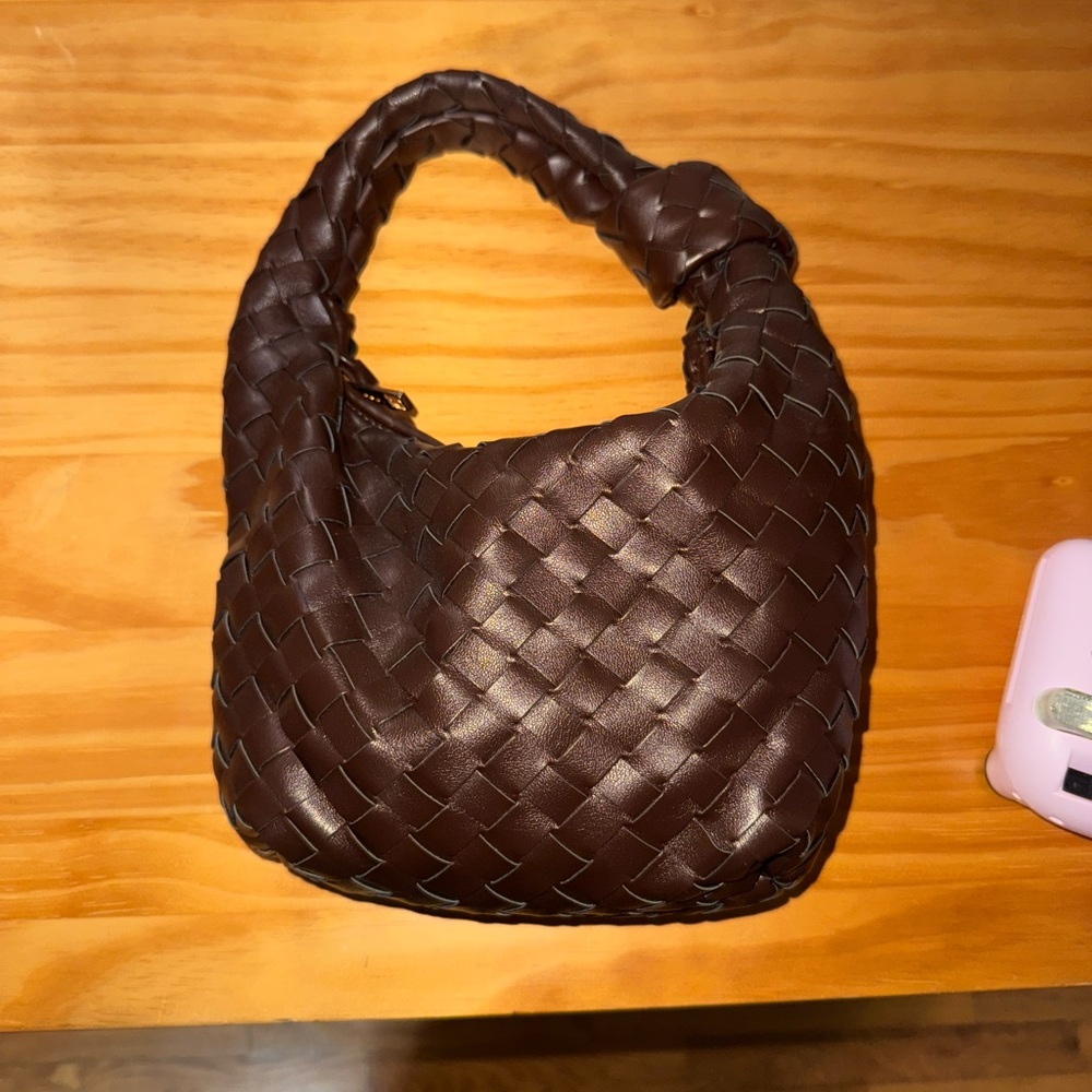 Elegant Brown Woven Handbag